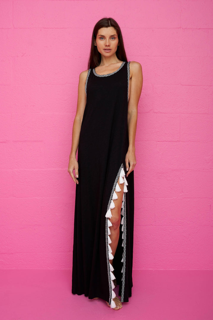 Erin Tassel Slit Dress/Coverup